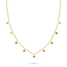 Ювелирные колье gold-plated necklace with colored zircons NCL60Y