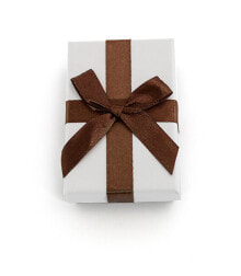 White gift box with brown ribbon KP9-8