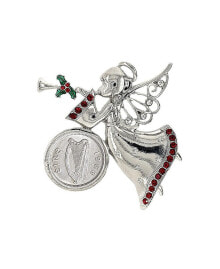 Купить серьги American Coin Treasures: 17014 3 Pence Irish Coin Angel Brooch, Silver