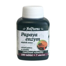 Витамины и БАДы для пищеварительной системы medPharma Фермент папайи для улучшения пищеварения, со вкусом персика, без сахара 100+7  жевательных  таблеток