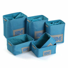 Корзины для белья Набор корзин Versa Home Синий Текстиль (30 x 40 x 45 cm) (6 Предметы)
