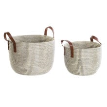 Basket set DKD Home Decor Natural Light brown Polyurethane Seagrass 41 x 41 x 29 cm