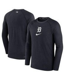 Nike men's Navy Detroit Tigers Authentic Collection Game Raglan Performance Long Sleeve T-shirt