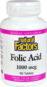 B vitamins natural Factors Folic Acid -- 1000 mcg - 90 Tablets