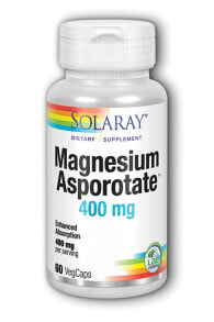 Магний Solaray Magnesium Asporotate Аспартат магния 200 мг 60 капсул