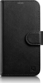 iCarer iCarer Wallet Case 2in1 etui iPhone 14 Pro skórzany pokrowiec z klapką Anti-RFID czarny (WMI14220726-BK)