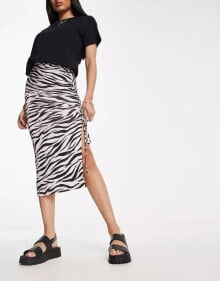 Miss Selfridge – Geraffter Midirock mit Zebraprint