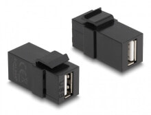 87829 - Flat - Black - USB A - USB A - Female - Female