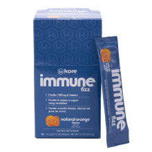 Витамины и БАДы от простуды и гриппа Kore Immune Fizz Иммуноукрепляющий комплекс с витамином С и экстрактом зеленого чая 15 пакетиков с апельсиновым вкусом