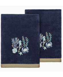 Linum Home textiles Turkish Cotton Aaron Embellished Hand Towel Set, 2 Piece