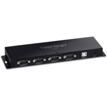 TRENDnet TU-S4 - USB Type-B - RS-232 - Female - RS-232 - Black - Passive