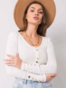 Женские блузки и кофточки Женская блузка с длинным рукавом и круглым вырезом - белая Factory Price