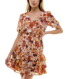 BCX juniors' Floral-Print Ruffled Fit & Flare Dress