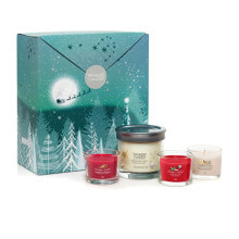 Christmas gift set of tumbler and votive candles in glass