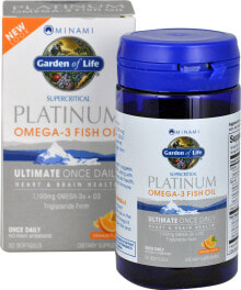 Рыбий жир и Омега 3, 6, 9 garden of Life Minami Platinum Omega-3 Fish Oil Orange Омега 3 из рыбьего жира с витамином D3 30 гелевых капсул
