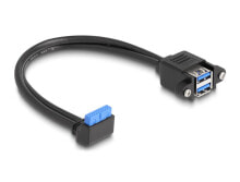 Kabel USB 5 Gbps Pfostenbuchse 90° gewinkelt zu 2 x 5 Typ-A Buchse zum