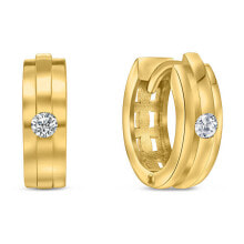 Ювелирные серьги shiny round gold-plated earrings with zircons EA501Y