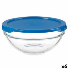 Round Lunch Box with Lid Chefs Blue 595 ml 14 x 6,3 x 14 cm (6 Units)