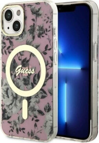 Guess Guess Flower MagSafe - Etui iPhone 14 (Różowy)