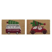 Doormat DKD Home Decor Father Christmas PVC Coconut Fibre (60 x 40 x 1,5 cm) (2 Units)