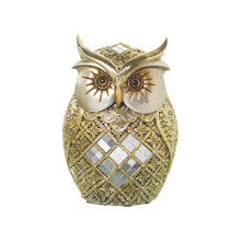 Decorative Figure Alexandra House Living Golden Acrylic Plastic Melamin Owl 12 x 9 x 18 cm