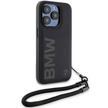 BMW Bmhcp15L23Rmrlk iPhone 15 Pro 6.1 Signature Leather Wordmark Cord phone case