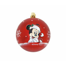 Christmas Bauble Mickey Mouse Happy smiles 6 Units Red Plastic (Ø 8 cm)