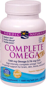 Рыбий жир и Омега 3, 6, 9 nordic Naturals Complete Omega XTRA Lemon Омега-3 из рыбьего жира для оптимальной поддержки мозга, кожи, костей и суставов 1000 мг 60 гелевых капсул