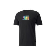 Мужские спортивные футболки мужская спортивная футболка черная с надписью Puma Multicolor Graphic