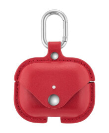 WITHit red Leather AirPods Case with Silver-Tone Snap Closure and Carabiner Clip