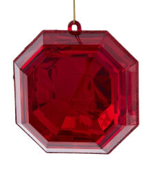 Kurt Adler 6In Red Glitter Square Jewel Ornament Multicolor