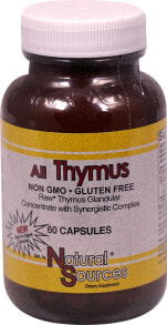 Витамины и БАДы для укрепления иммунитета Natural Sources All Thymus Концентрат сырых желез тимуса из бычьих источников 60 капсул