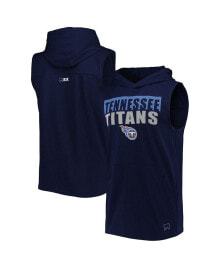 Купить мужские футболки и майки MSX by Michael Strahan: Men's Navy Tennessee Titans Relay Sleeveless Pullover Hoodie