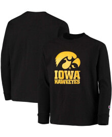 Champion big Boys Black Iowa Hawkeyes Lockup Long Sleeve T-shirt