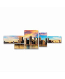 Trademark Global david Ayash Lower Manhattan Sunset Multi Panel Art Set 5 Piece - 19