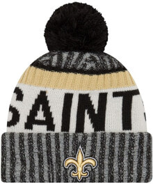 Мужские шапки мужская шапка серая бежевая вязаная New Era  New Orleans Saints NFL Sideline 2017  Beanie  Black