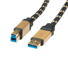 ROLINE 11.02.8900 USB кабель 0,8 m 3.2 Gen 1 (3.1 Gen 1) USB A USB B Черный, Золото