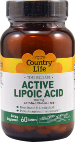 Антиоксиданты Country Life Active Lipoic Acid Активная липоевая кислот 300 мг 60 таблеток