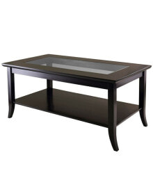 Winsome genoa Rectangular Coffee Table with Glass Top and Shelf