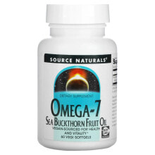 Рыбий жир и Омега 3, 6, 9 Source Naturals, Omega-7, Seabuckthorn Fruit Oil, 60 Vegi Softgels