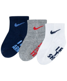 Nike baby Boys Verbiage Gripper Cotton Socks, Pack of 3