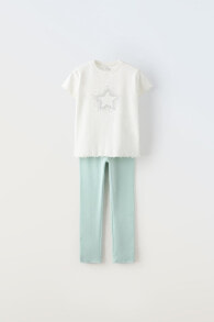 Rhinestone t-shirt and leggings pyjama co-ord