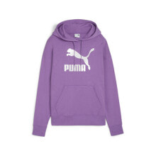 Puma Classics Shiny Logo Pullover Hoodie Womens Purple Casual Outerwear 62559550 купить онлайн