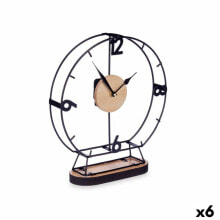 Table clock Black Metal MDF Wood 26 x 29 x 7 cm (6 Units)