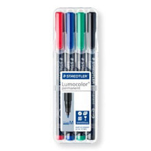 Staedtler Lumocolor 317 WP4 перманентная маркер Черный, Синий, Зеленый, Красный 4 шт