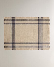 Checked linen placemat