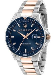 Аналоговые мужские наручные часы с серебряным браслетом Maserati R8853140003 Sfida mens watch 44mm 10ATM