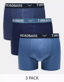 Купить мужские трусы Threadbare: Threadbare 3 pack trunks in blue