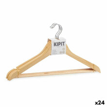 Set of Clothes Hangers 44,5 x 1,2 x 23 cm Brown Wood Metal (24 Units)