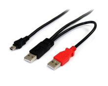 StarTech.com USB2HABMY6 USB кабель 1,8 m 2.0 Mini-USB B 2 x USB A Черный, Красный